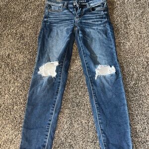 American Eagle Outfitters Women's Ripped Blue Skinny Jeans